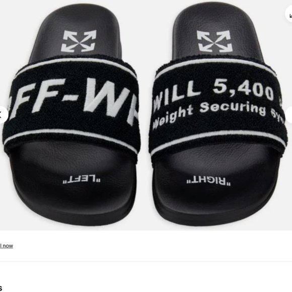 Off-White Embroidered Towel Slides in Black sz 9 US main image 5